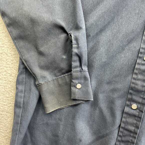 Big Bill Work Shirt Men’s Dark Blue Pearl Snap Long Sleeve Workwear Read* - Picture 8 of 16